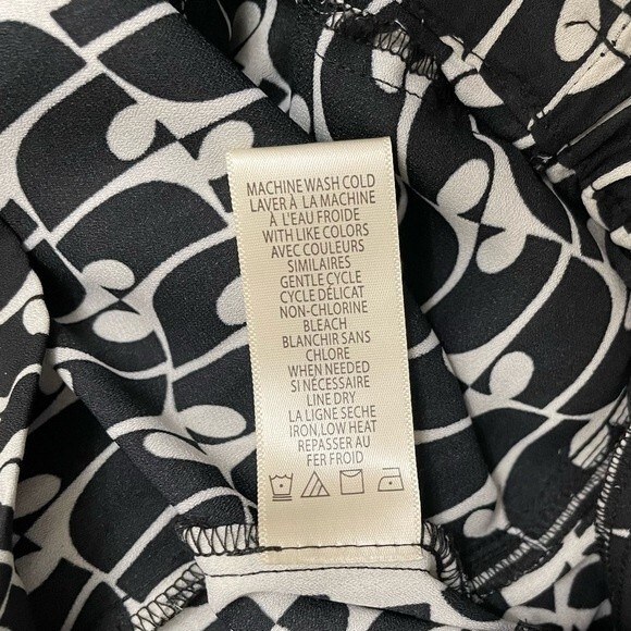 Max Studio Wide Leg Pants Black Cream Pop Surf Geo Print Women’s Size Medium - Picture 11 of 12